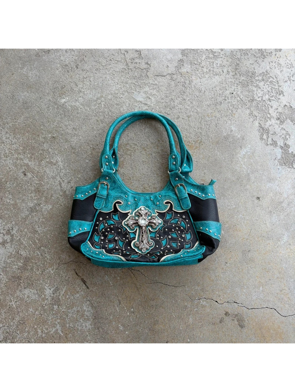 Y2K Studded Western Style Grunge Turqouise Purse Bag